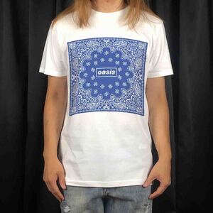 新品 ビッグ プリント オアシス oasis ペイズリー バンダナ柄 UKバンド ロゴ Tシャツ S M L XL オーバー サイズ XXL~5XL ロンT パーカー 可