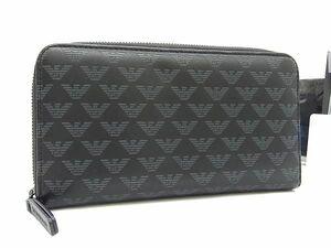 ■新品■未使用■ EMPORIO ARMANI エンポリオアルマーニ レザー ラウンドファスナー 長財布 ウォレット ブラック系 FC5969