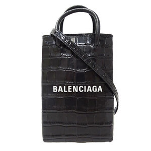 バレンシアガ BALENCIAGA バッグ レディース ブランド ショルダーバッグ レザー ブラック 593826 ポシェット 型押しクロコ 斜めがけ 肩掛け