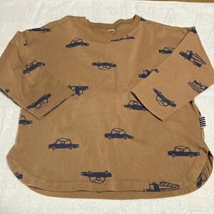 クルマTシャツ 長袖　ブラウン　95サイズ