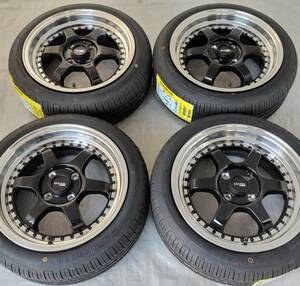 新品 15インチ 6.5J ＋40 4-100 ブラック タイヤ付4本SET 165/50R15 カスタム チューナーサイズ (W2315-2)