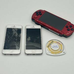 Apple iPhone 5 A1419 2台 ＋ SONY PSP PSP-3000 レッド プレイステーション ポータブル ジャンク品 1円スタート