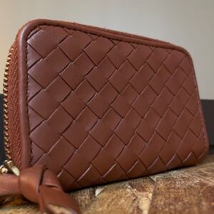 一円【極上美品！希少】 BOTTEGA VENETA ボッテガヴェネタ イントレチャート ロングウォレット　財布　男女　　コインパース　ブラウン系