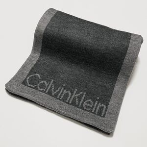 ★美品 Calvin Klein カルバン クライン マフラー グレー メンズ 男性【鑑定済み 本物保証】