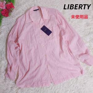 LIBERTY ゆったりデザイン・花柄・シースルー長袖シャツ・薄ピンク 表記サイズM 未使用 82214