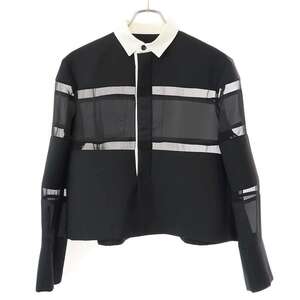 sacai サカイ 24SS Suiting Bonding Rugby Shirt スーチング ボンディングシャツ 24-07041 ブラック 1 ITT8AM90L838