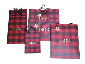 【即決】Dior ディオール 他ブランド紙袋大量出品中◆限定 ゴールド スターチャーム付 なし チェツク ショップ袋 紙袋 まとめ 計６枚 