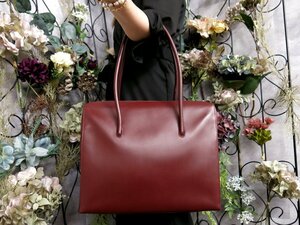 超美品●Cartier カルティエ●マスト●カーフ レザー 本革●トート ショルダー バッグ●ボルドー●G金具●肩掛け●A4 書類 かばん●Js49787