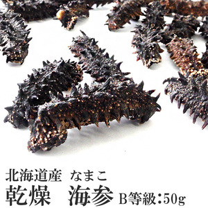 乾燥ナマコ B級品 50g (Bランク) 北海道産 乾燥なまこ 金ん子 北海キンコ！海参皇 干しなまこ (干しナマコ)【メール便対応】