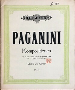 パガニーニ 常動曲,ヴェネツィアの謝肉祭,胸騒ぎ」による変奏曲,魔女たちの踊り (Vn＋Pf) 輸入楽譜 Paganini Kompositionen op.8,10,11,13