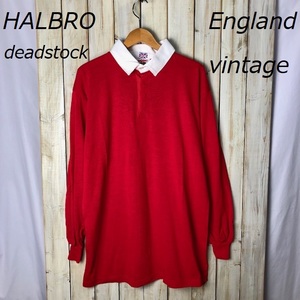 deadstock ヴィンテージ 英国製 HALBRO ラガーシャツ 44 ハーブロ オールド ヨーロッパ ユーロ レッド 赤 ●26