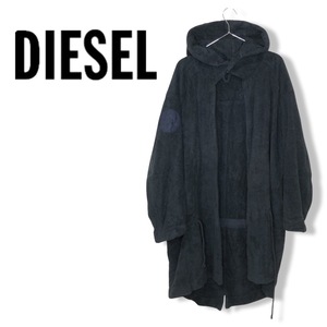 ★DIESEL ディーゼル★メンズ ロング バスローブ コート ガウン 黒 ブラック size L コットン 管:D:07