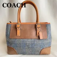 【極美品】COACH コーチ ハンドバッグ キャメル×グレー 希少モデル 秋冬