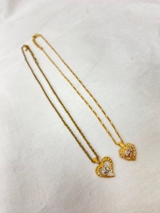 【中古】 NINA RICCI ニナリッチ ネックレス 2本 セット ／ アクセサリー ラインストーン ゴールド ロゴマーク おまとめ 【8460.8786】