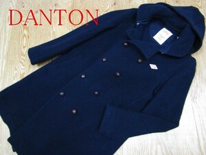 ★DANTON ダントン×URBAN RESEARCH DOORS★ウールモッサ フード付き ダブルロングコート JD-8479 ネイビー★R60728008B