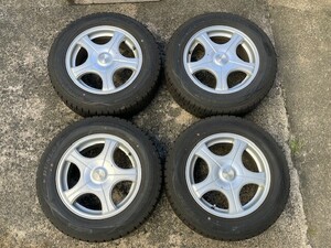 1010-2)プリウス等に！スタッドレスセット！195/65R15アルミ付き4本セット中古良品！6.5J-15 5穴マルチホイール！