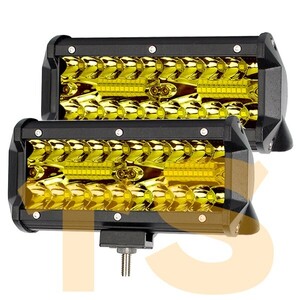 送料無料☆ LEDワークライト 作業灯 トラック SM120W ジムニー ランクル 2個 12V/24V 240W イエロー 投光器 前照灯 照明 除雪機 重機 船舶