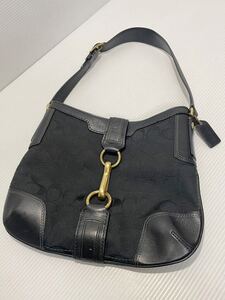 S09■ 極美品 COACH コーチ レザー キャンバス トートバック ワンショルダーバッグ 黒