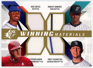 △HANLEY RAMIREZ+TROY TULOWITZKI+JOSE REYES+STEPHEN DREW/2009 SPX WINNING MATERIALSクワッドジャージ!