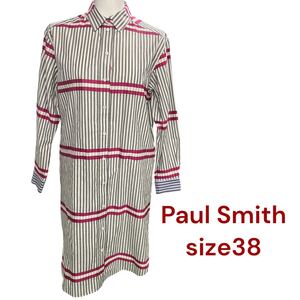 美品　ポールスミス　ロング　シャツ　ワンピース　　ストライプ　38、M Paul Smith M5M126