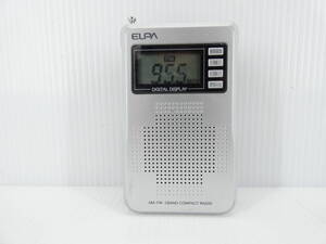 ★☆ELPA FM/AM液晶表示コンパクトラジオ ER-C68FL 動作品 オマケ新品電池付き☆★