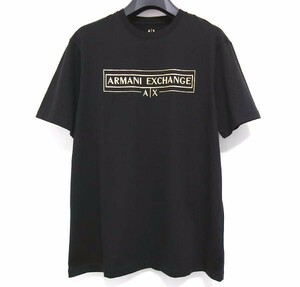 新品★ARMANI EXCHANGE★アルマーニ エクスチェンジ★ロゴ刺繍 半袖クルーネック Tシャツ★S★ブラック★綿100％