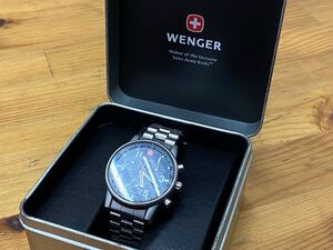 【de28】稼働品 WENGER ウェンガー 7072X クオーツ 腕時計 アナログ ネイビー文字盤 クロノグラフ 