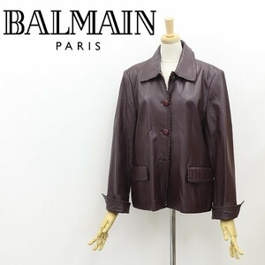 ◆BALMAIN バルマン 羊革 ラムレザー スカラップ ジャケット 13 大きいサイズ