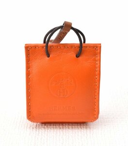 極美品 HERMES エルメス 【サックオランジュ ショッパー バッグ・チャーム アニューミロ ヴォースイフト オレンジ】箱付き