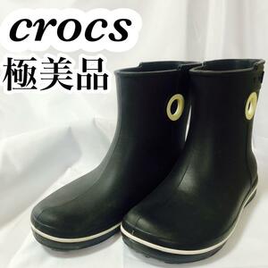 【美品】crocs クロックス レディース レインブーツ　長靴　ショーティー W6