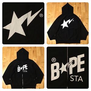 BAPESTA LOGO パーカー Lサイズ ブラック a bathing ape BAPE STA full zip hoodie エイプ ベイプ アベイシングエイプ STAR NIGO yi6775