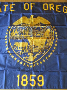 特大！デッドストック未使用OREGON　オレゴン州旗フラッグ　ヴィンテージ　USA/アンティーク西海岸カリフォルニア50