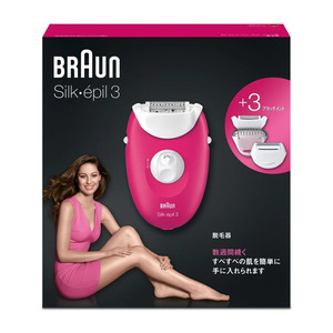 新品 送料無料 メーカー保証有 BRAUN ブラウン SE3410 脱毛器 シルク エピル3 シェーバートリミング ラズベリーピンク　　 水洗い可 