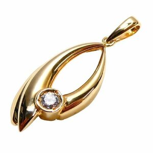 J◇K18 ダイヤ付 ペンダントトップ イエローゴールド 18金 ダイヤモンド 0.07ct 新品仕上済 yellow gold pendent charm 【ネコポスOK】