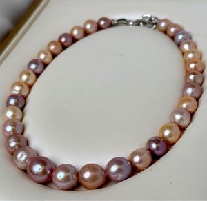 天然無調色ネックレス14-12mm マルチカラー 艷やか本真珠ネックレス pearl necklace jewelry