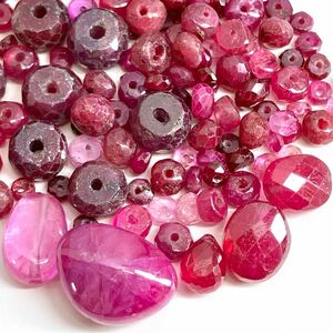 1円〜!!≪ルビーアクセサリーパーツおまとめ51ct≫n 約10.2g ルース 裸石 宝石 ジュエリー jewelry ruby beads w4 81