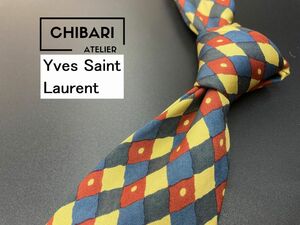 【美品】YvesSaintLaurent　サンローラン　ドット柄　ネクタイ　3本以上送料無料　ブラウン系　0805113