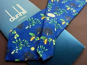 ♪0744D♪状態並品【植物 木の実 ｄロゴ 柄】ダンヒル【dunhill】 ネクタイ