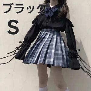 【新品】 地雷系 制服 オフショルダー ブラウス ロリータ 可愛い ブラック S