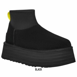 ※訳あり アウトレット UGG(アグ)ムートン ブーツ 厚底 レディース CLASSIC MINI DIPPER BOOT 1168170 BLACK US8(25.0cm)