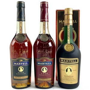 3本 マーテル MARTELL VSOP メダイヨン グリーンボトル 緑 赤 金ラベル コニャック 700ml ブランデー セット 【古酒】