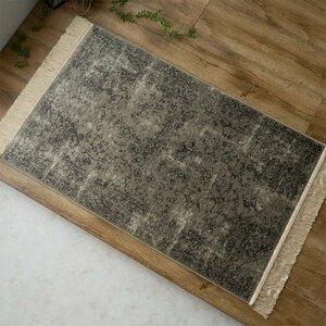 ■■サヤンサヤン 玄関マット ラグ ベルギー 絨毯 北欧 アンティーク レトロ 薄手 モケット織 67×105 cm ブラウン