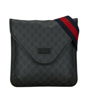 グッチ GGスプリーム シェリーライン 斜め掛け ショルダーバッグ メッセンジャーバッグ 599521 ブラック マルチカラー PVC GUCCI【中古】