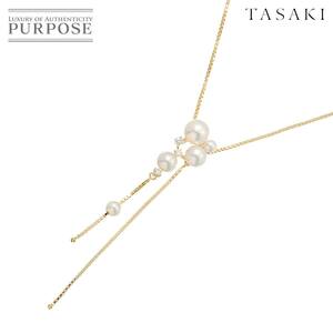 タサキ TASAKI アコヤ真珠 7.3-3.8mm ダイヤ 0.11ct ネックレス 45cm K18 YG 750 パール 田崎真珠 Akoya Pearl Necklace 90247021