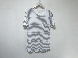 本物ノンネイティブnonnativeコットンポケットボーダー柄半袖TシャツアメカジビジネススーツメンズM青ブルーホワイト日本製1