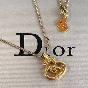 【美品】 クリスチャン ディオール Christian Dior ネックレス CDロゴ サークル 刻印 ゴールド レディース メンズ パーティー アクセサリー