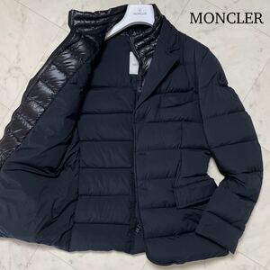 極美品★ MONCLER モンクレール ROUILLAC レイヤード ダウンジャケット テーラード ブルゾン Mサイズ DOUDOUNE ELASTIQUE ブラック メンズ