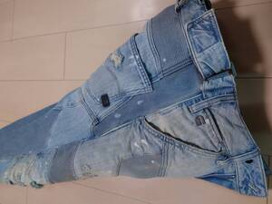 【歳末Sale 初回出品】G-STAR RAW♪MOTAC-X 3D RELAXED TAPERED♪ジースター♪立体裁断♪希少♪W27 L30♪D07381 8595 9402