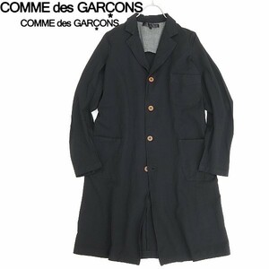 ◆COMME des GARCONS コムコム コムデギャルソン AD2004 ポリ縮絨 製品染め バックプリーツ スプリング コート 黒 ブラック