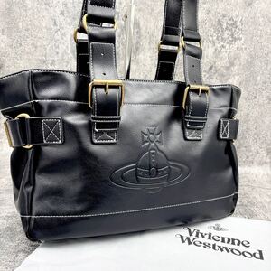 未使用級ヴィヴィアンウエストウッド Vivienne Westwood ハンドバッグ レザー レディース 保存袋付き ブラック 人気モデル メンズ